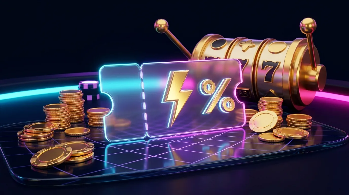 Duel.com promo code CSREF: glowing voucher card with 50% rakeback bolt on a dark casino table