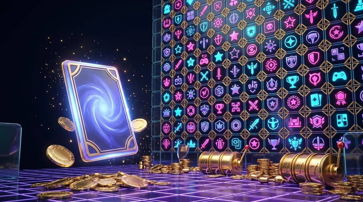Duel vs BC.Game comparison: single glowing rakeback card facing a towering wall of game tiles and quest badges
